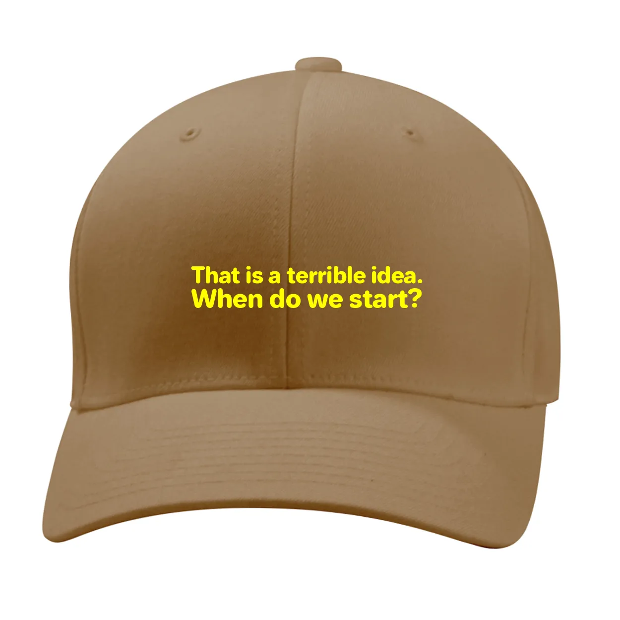 That is a terrible idea.
When do we start? Fitted Mid Profile Hat